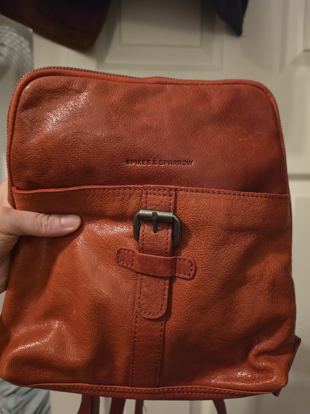 Spikes & Sparrow Womens Leather Backpack - Rust Orange